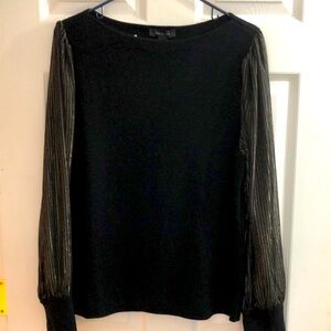 Ann Taylor Black Sheer Metallic Sleeve Sweater NWT Size XL